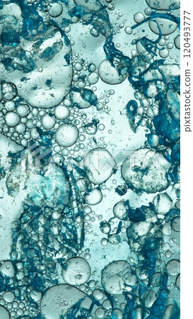 Macro Shot of Moving Oil Bubbles on Light Background Macro Shot of Moving Oil Bubbles on Light Background 120493777