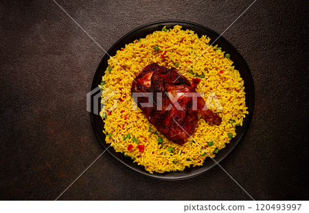 kabsa, rice with chicken, Saudi Arabian dish, national dish, homemade, no people, kabsa, rice with chicken, Saudi Arabian dish, national dish, homemade, no people, 120493997
