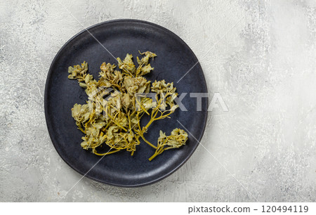 Jonjoli, Colchian klekachka, Georgian appetizer, pickled jonjoli, no people 120494119