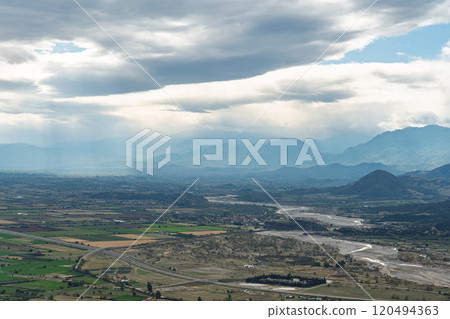 landscape of Meteora rocks landscape of Meteora rocks 120494363