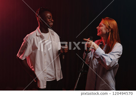 Engaging in Conversation Between Two Musicians 120494570