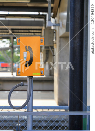 Emergency phones at the public transport hub or train Station. Emergency phones at the public transport hub or train Station. 120494859