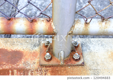 Rust of metals. Corrosion of metal. Rust and corrosion in the weld. Corrosive Rust on old iron, grunge rust texture, Rush on metal fence or structure of old fence. 120494883