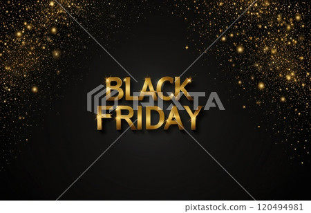 Black background with gold glitter. Black Friday advertising banner concept 120494981