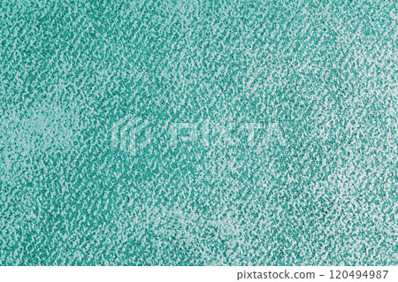 Detailed view of turquoise grunge shabby jeans denim fabric texture background, macro, close up 120494987