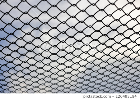 Chain link fence, Steel wire mesh wite shallow focus. Chain link fence, Steel wire mesh wite shallow focus. 120495184