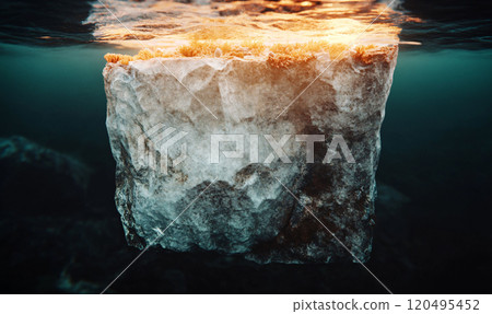 AGI Floating iceberg lit by the sun AGI Floating iceberg lit by the sun 120495452