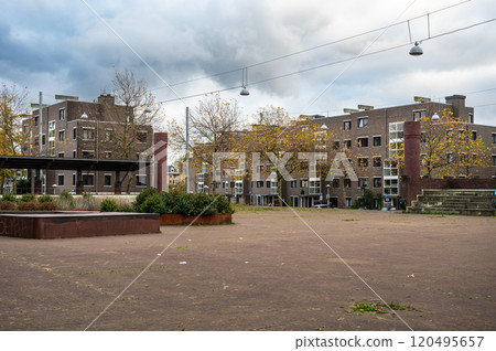 Marcanti Avenue and square at Kop van Jut in Amsterdam, The Netherlands 120495657