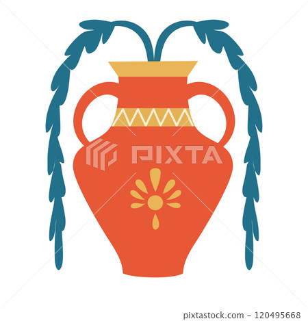 An ancient vase with flowers. An ancient vase with flowers. 120495668