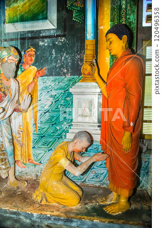 figures depicting entire history Buddha, starting from birth. 120496358