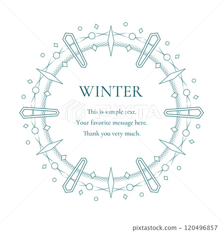 A winter decorative frame with a snowflake and light motif. A luxurious border design. 120496857
