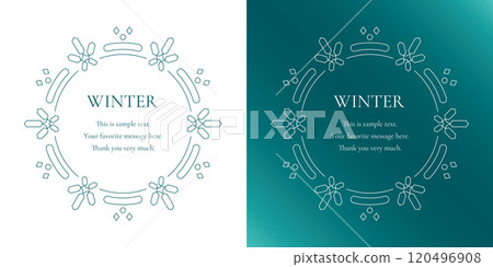 A winter decorative frame with a snowflake and light motif. A luxurious border design. A winter decorative frame with a snowflake and light motif. A luxurious border design. 120496908