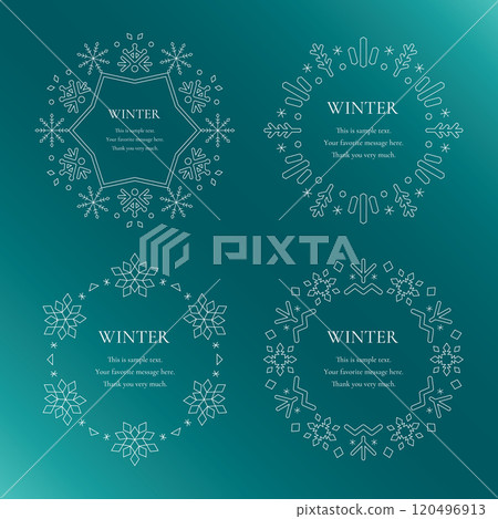 A winter decorative frame with a snowflake and light motif. A luxurious border design. 120496913