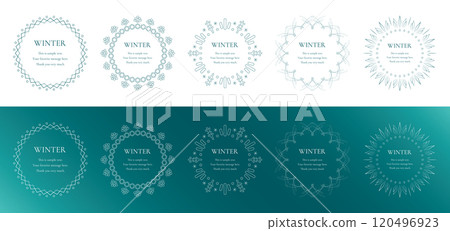 帶有雪花和淺色圖案的冬季裝飾框架。豪華環繞設計 帶有雪花和淺色圖案的冬季裝飾框架。豪華環繞設計 120496923