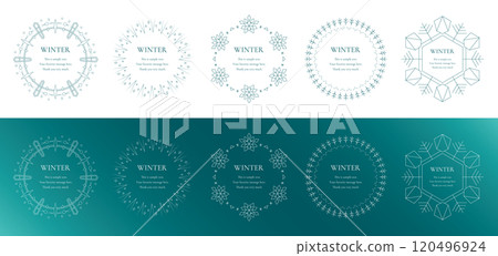 A winter decorative frame with a snowflake and light motif. A luxurious border design. 120496924