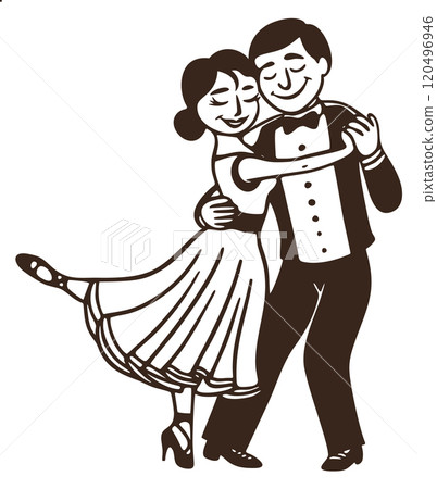 Argentine tango. Monochrome vector isolated illustration Argentine tango. Monochrome vector isolated illustration 120496946