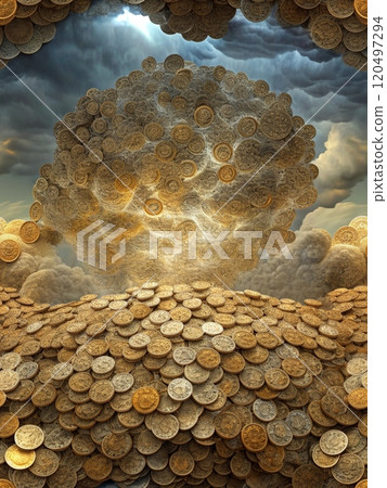 Surreal Hoard of Golden Coins 120497294