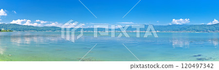 [諏訪湖（來自湖濱公園）]（高解析度版）長野縣諏訪市高島 120497342