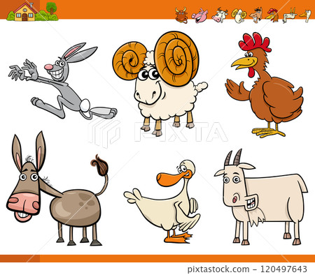 funny cartoon farm animals comic characters set 120497643