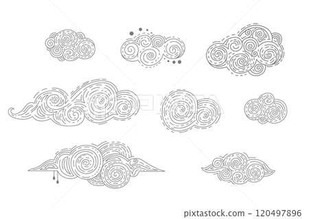 Abstract line art clouds vector set vector illustration Abstract line art clouds vector set vector illustration 120497896