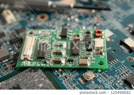 Repairing and upgrade circuit mainboard of notebook, electronic, computer hardware and technology. 120498082