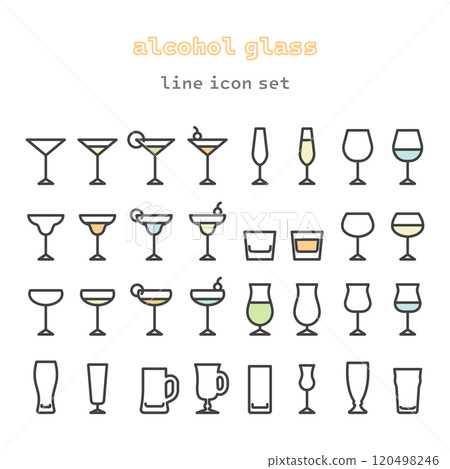 alcohol glass vector line icon set 120498246