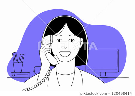 年輕女子在辦公室接電話 年輕女子在辦公室接電話 120498414