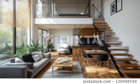 一棟時尚房子的客廳 120498589