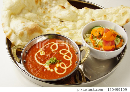 Nan and Indian curry 120499109