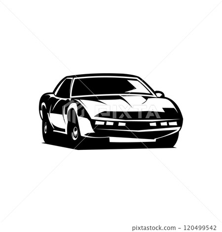 vintage car Knight Rider. isolated white background view from the front. best for badge, emblem, icon, sticker design. available in eps 10 120499542
