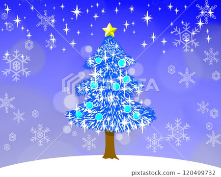滿天星斗的天空和聖誕樹 120499732