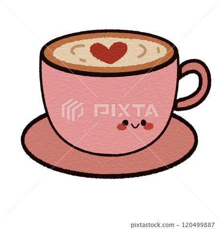 pink coffee cup with heart  120499887