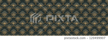 Elegant art deco pattern with gold and green accents 120499907