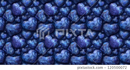 Elegant pattern of blue marble hearts for modern interior design 120500072