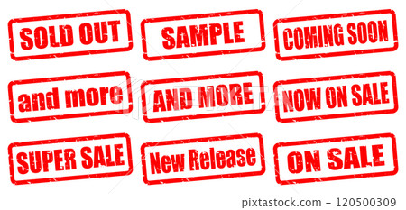 Stamps for advertising: SOLD OUT, red, stylish, diagonal, set 120500309