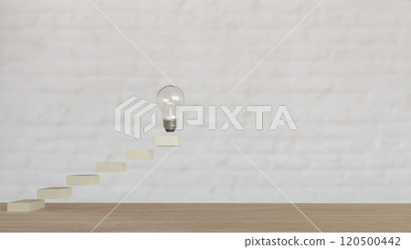 The Bulb on stair for creative or idea concept 3d rendering. The Bulb on stair for creative or idea concept 3d rendering. 120500442