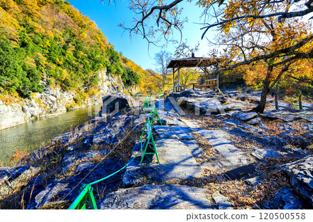 Fall foliage and the rock formations of Nagatoro Valley Fall foliage and the rock formations of Nagatoro Valley 120500558