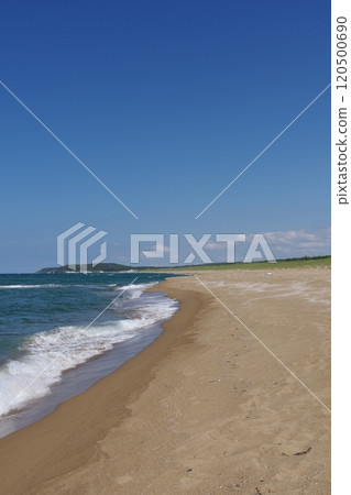 石川縣加賀市從鹽谷海灘到交野海灘的沙灘 石川縣加賀市從鹽谷海灘到交野海灘的沙灘 120500690
