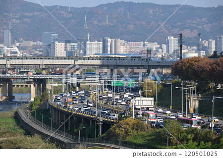 Seoul Forest Park and surrounding apartments and buildings Seoul Forest Park and surrounding apartments and buildings 120501025