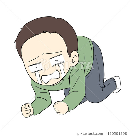 一個男人蹲下來哭泣 120501298
