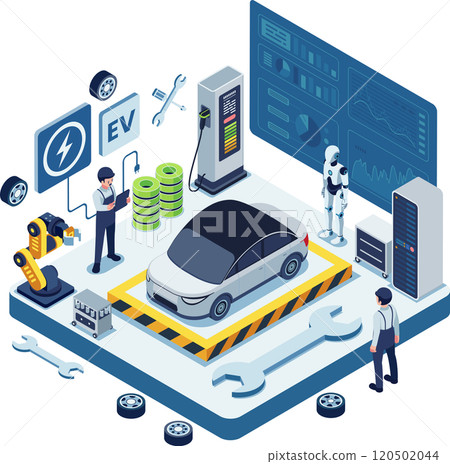 Isometric Electric Vehicle Maintenance with AI and Robotics 120502044