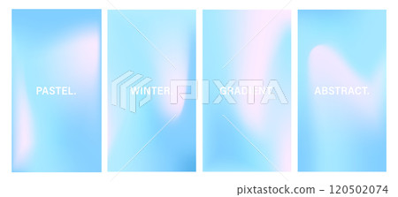 Set of Winter Gradient Backgrounds. Modern vector illustration. Iridescent aura card. Pastel minimalist backdrop for social media, business card or website design Set of Winter Gradient Backgrounds. Modern vector illustration. Iridescent aura card. Pastel minimalist backdrop for social media, business card or website design 120502074