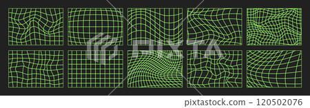 Psychedelic Checkerboard. Gradient Trippy checkered wallpaper. Linear Groovy background. Hippie vector illustration in Y2k style. Vintage distorted geometric pattern Psychedelic Checkerboard. Gradient Trippy checkered wallpaper. Linear Groovy background. Hippie vector illustration in Y2k style. Vintage distorted geometric pattern 120502076