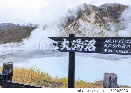 Oyunuma, Noboribetsu Onsen, Hokkaido – A spectacular view of an active volcano and steaming hot springs 120502090