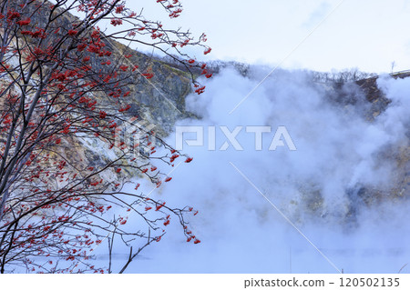Oyunuma, Noboribetsu Onsen, Hokkaido – A spectacular view of an active volcano and steaming hot springs 120502135