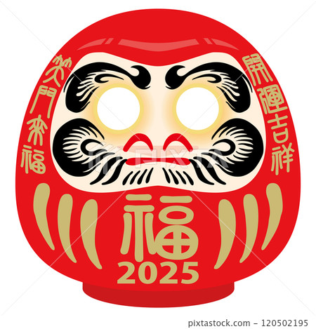 達摩 (Daruma) 的向量圖解，2025 年的幸運符（白眼） 120502195