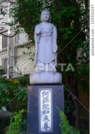 Amitabha Buddha statue in the grounds of Ryotoku-in Temple, Fukushima, Osaka Amitabha Buddha statue in the grounds of Ryotoku-in Temple, Fukushima, Osaka 120502247