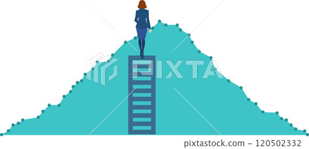 實現目標的路線圖插圖(女商人) 實現目標的路線圖插圖(女商人) 120502332