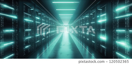 Dynamic Data Center Hallway: Flashing Server Lights and High-Tech Ambiance for Digital Concepts 120502365