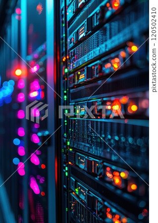 Illuminated Server Unit in Data Center -...-插圖素材 [120502410] - PIXTA圖庫